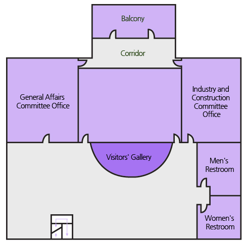 Balcony  
Corridor  
General Affairs Committee Office  
Industry and Construction Committee Office  
Men's Restroom  
Women's Restroom
